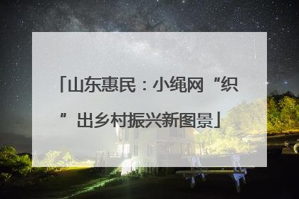 山东惠民：小绳网“织”出乡村振兴新图景